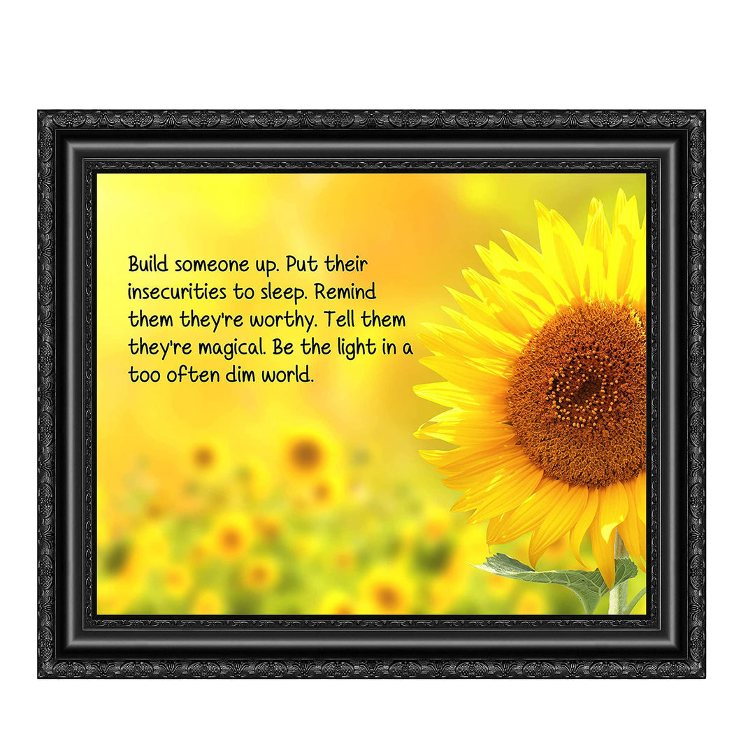 ?Be a Light in a Too Often Dim World?-Inspirational Wall Art Sign -10 x 8" Sunflower Art Print-Ready to Frame. Modern Typographic Design. Motivational Decor for Home-Office-Studio-Classroom-Dorm.