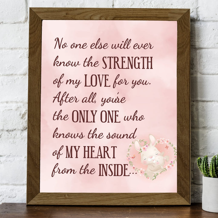 "The Strength of My Love" Inspirational Family Wall Art -11 x 14" Mother &amp; Child Bunny Poster Print -Ready to Frame. Home-Children&