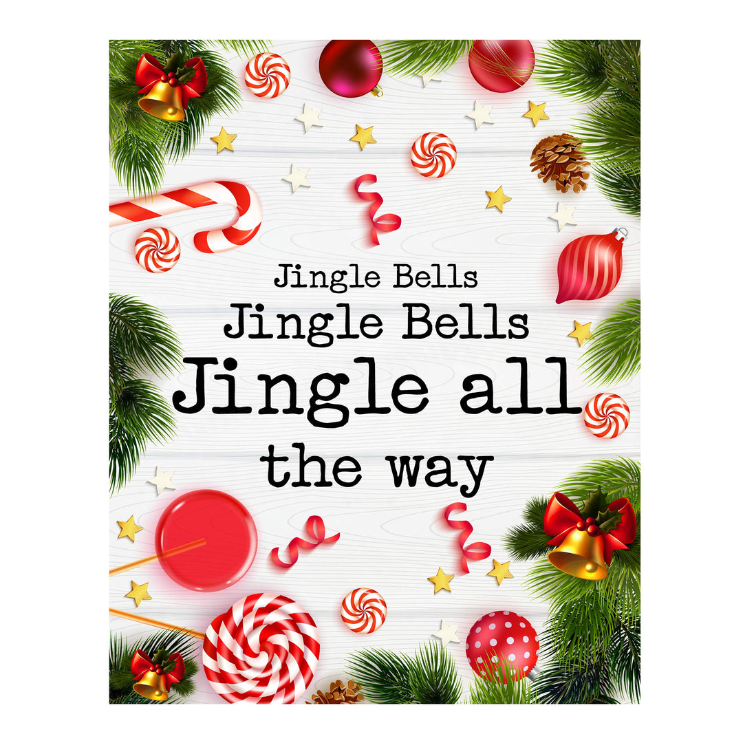 Jingle Bells-Jingle All the Way Christmas Song Wall Art Decor -11 x 14" Holiday Music Wall Print -Ready to Frame. Typographic Home-Welcome-Kitchen-Farmhouse Decor. Display Your Holiday Joy!