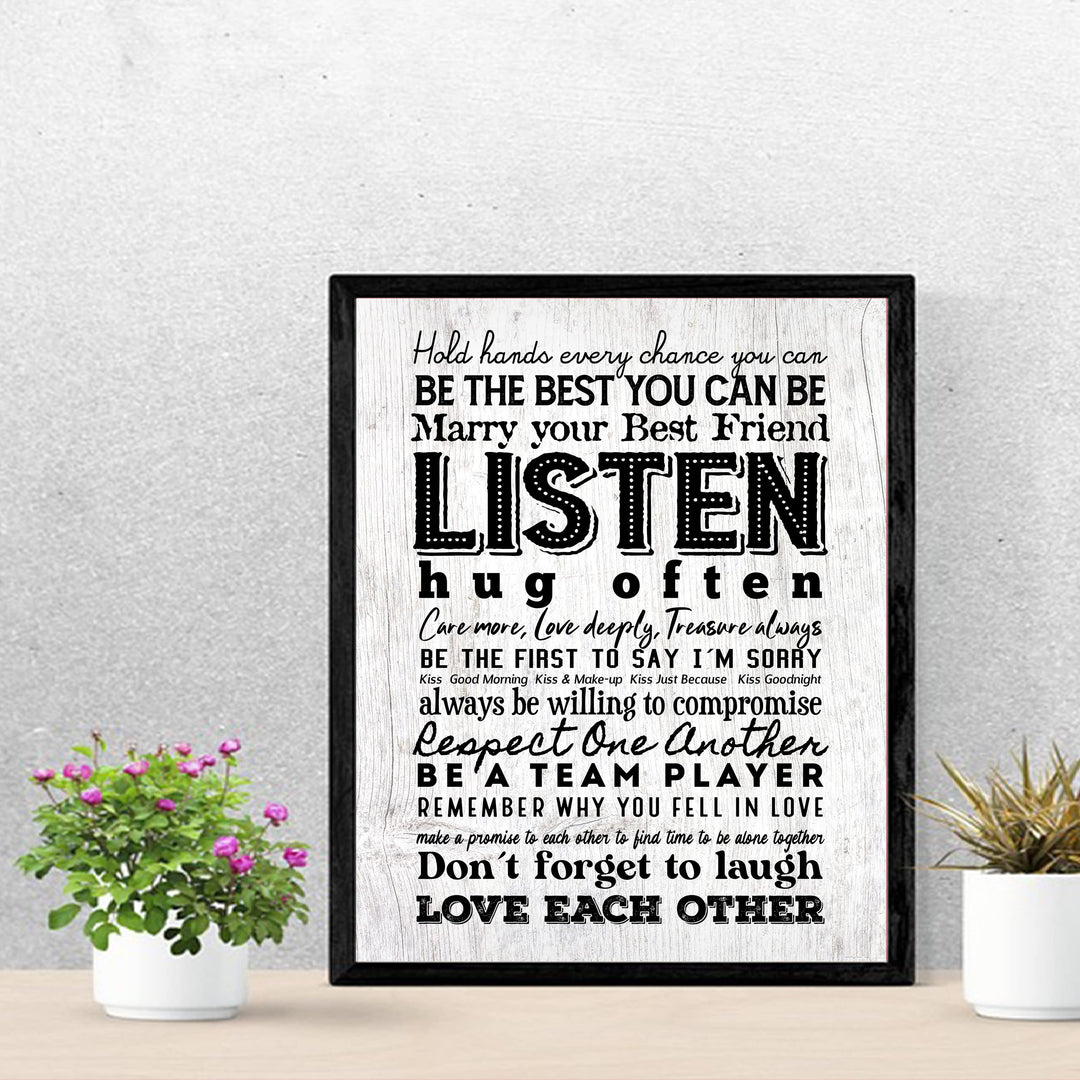 "Marry Your Best Friend" Love Quotes Wall Art Decor -11 x 14" Inspirational Marriage Poster Print-Ready to Frame. Romantic Wedding &amp; Anniversary Gift for Husband, Wife &amp; Newlyweds.