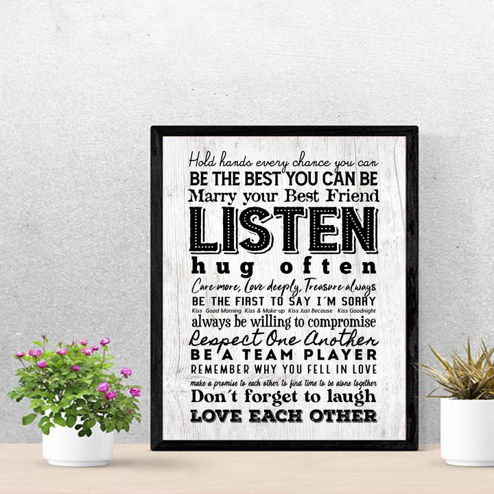 "Marry Your Best Friend" Love Quotes Wall Art Decor -11 x 14" Inspirational Marriage Poster Print-Ready to Frame. Romantic Wedding &amp; Anniversary Gift for Husband, Wife &amp; Newlyweds.