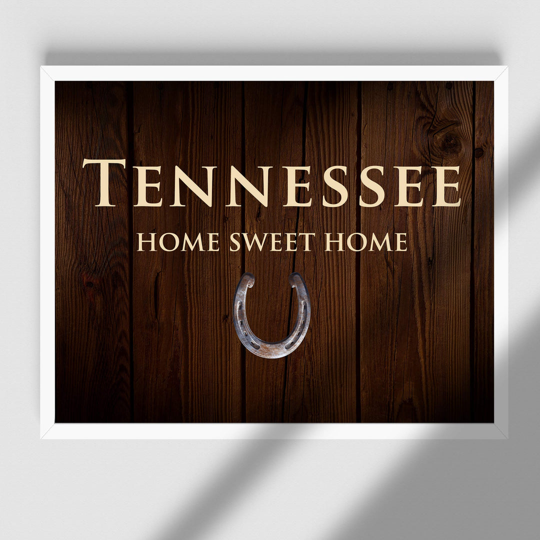 Tennessee-Home Sweet Home State Wall Decor -10 x 8" Country Rustic Family Art Print-Ready to Frame. Home-Office-Welcome-Farmhouse Decor. Perfect Southern Housewarming Gift! Printed on Photo Paper.