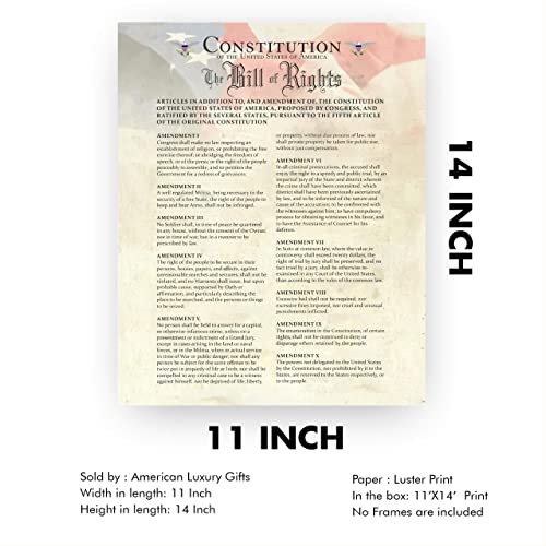 "Constitution of the USA &amp; Bill of Rights"- Patriotic Poster Print. 11 x 14"