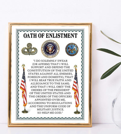 "Oath Of Enlistment"- U. S. Military-Wall Art- 8 x 10"