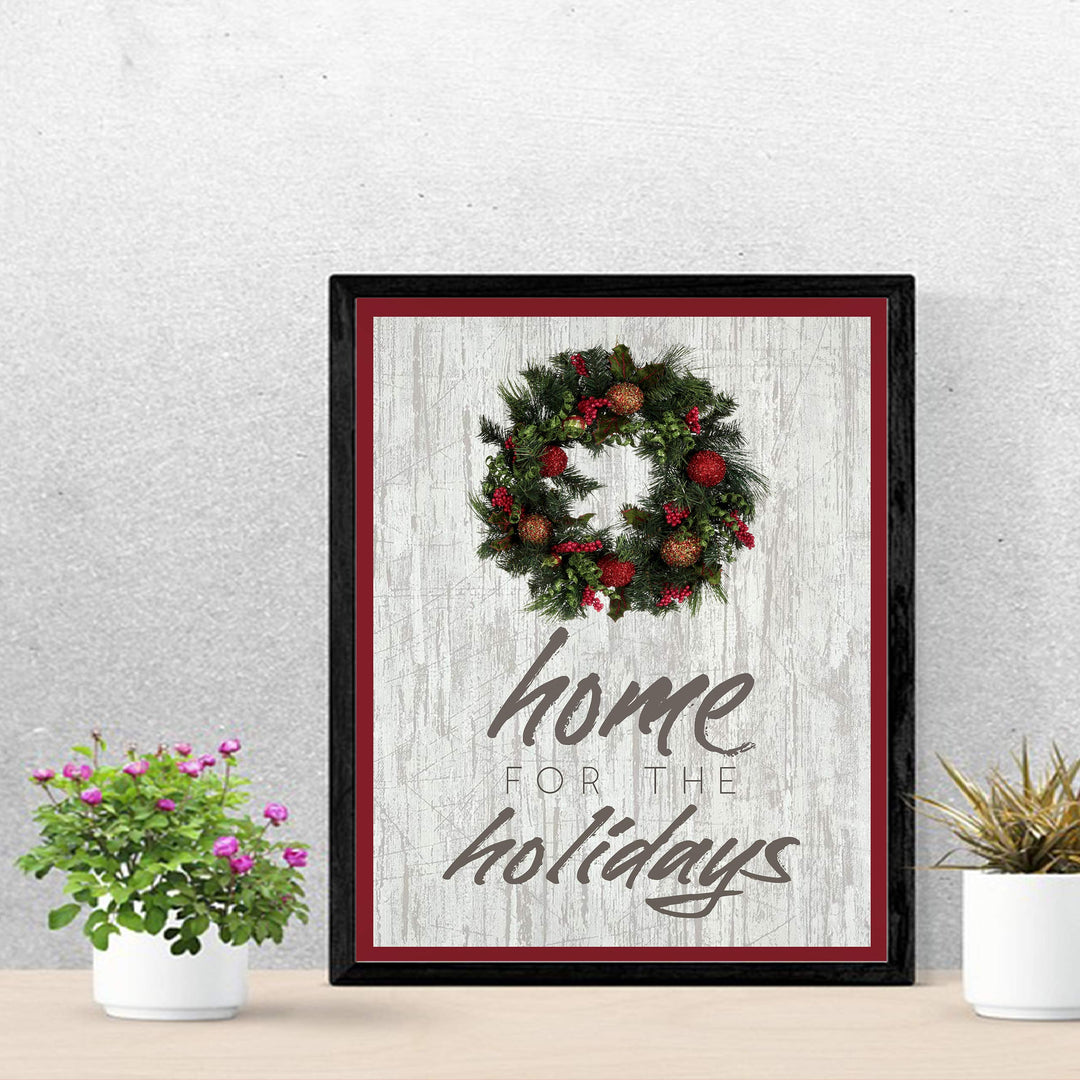 Home for the Holidays Rustic Holiday Wall Art Sign -11 x 14" Christmas Song Art Print -Ready to Frame. Typographic Home-Welcome-Kitchen-Farmhouse Decor. Merry Decoration for All! Printed on Paper.