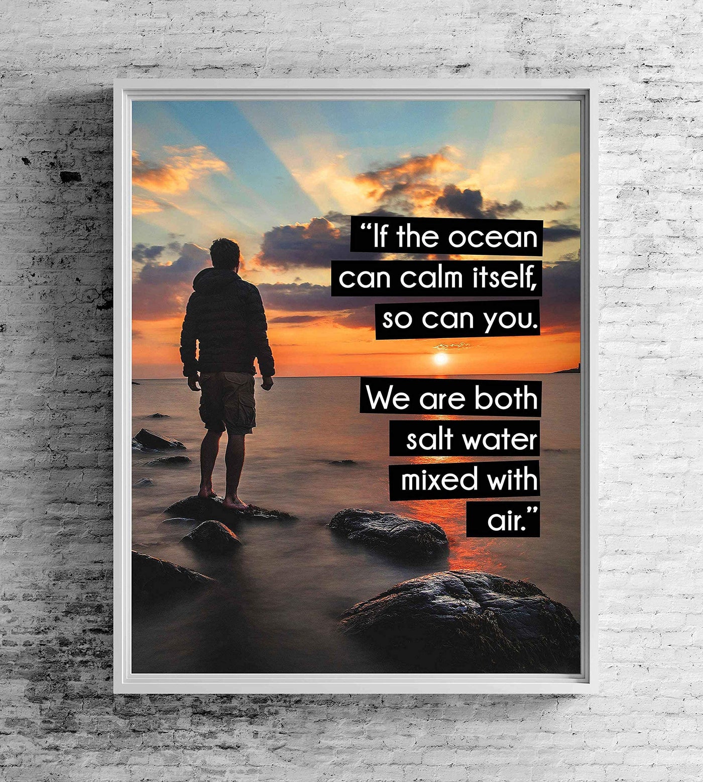 If the Ocean Can Calm Itself-So Can You-Inspirational Quotes Wall Art-8 x 10" Beach Sunset Photo Print- Ready to Frame. Motivational Home-Office-Studio-School Decor. Great Gift of Inspiration!