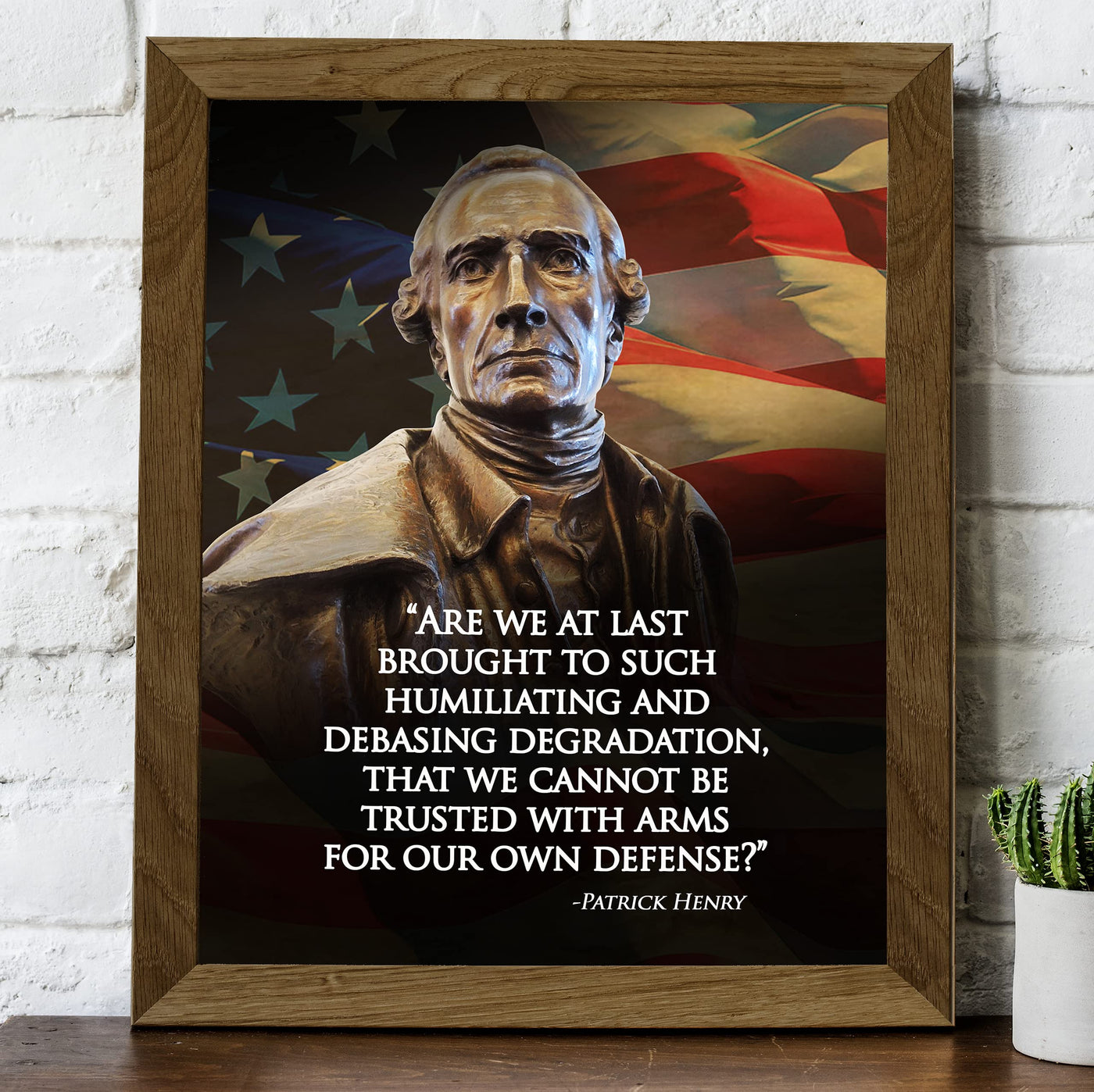 Cannot Be Trusted With Arms-Patrick Henry Quotes Wall Art - 8 x 10" Patriotic American Flag & Bust Print-Ready to Frame. Pro-American Decor for Home-Office-Garage-Bar-Cave. Great Political Gift!