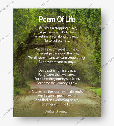 Poem Of Life Inspirational Christian Wall Art -8 x 10" Modern Typographic Poster Print-Ready to Frame. Spiritual Home-Office-Church Decor. Perfect Graduation Gift! Reminder-Life Is A Journey!