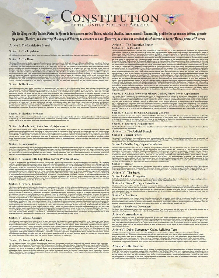 Constitution, Declaration of Independence, &amp; Bill of Rights-set of (3) -11 x 14" Patriotic Wall Prints -Ready To Frame. Ivory Parchment Replica w/American Flag. Home-Office-School-Library Decor!