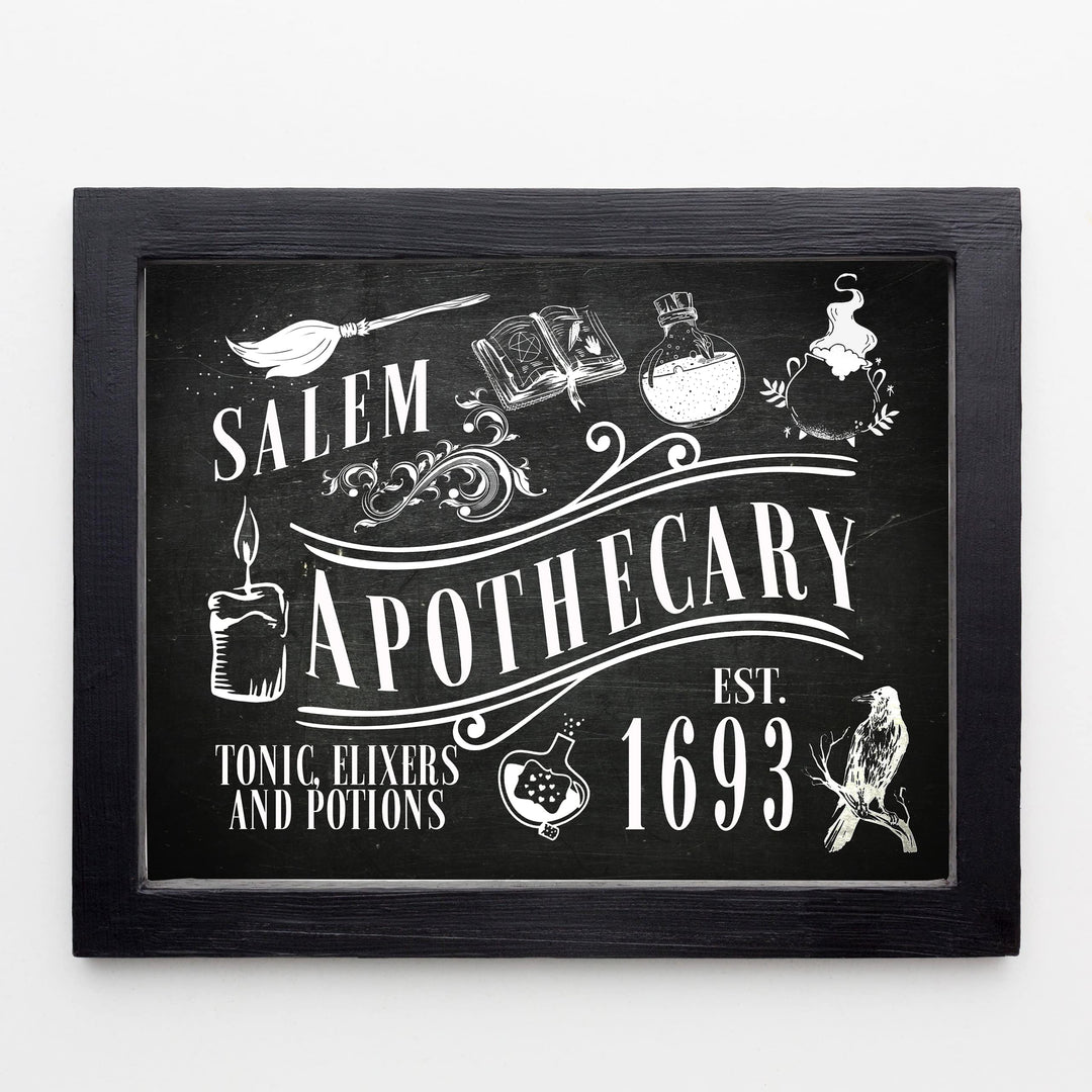 Salem Apothecary-Tonics, Elixirs, Potions-Spooky Halloween Wall Art Decor-10 x 8" Rustic Farmhouse Picture Print -Ready to Frame. Perfect for Home-Office-Party Decorations! Printed on Photo Paper.