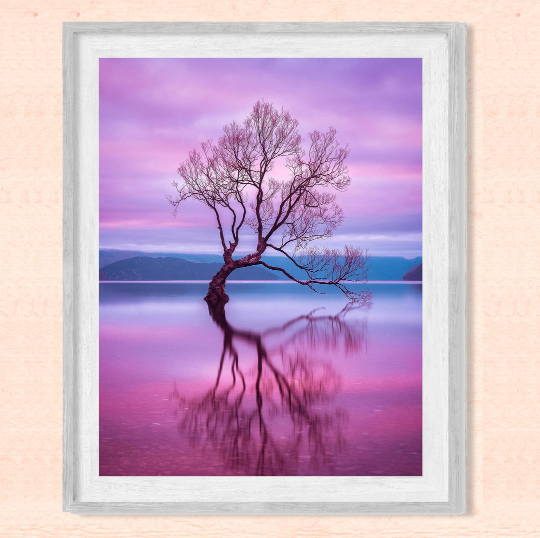 New Zealand - The Wanaka Tree Inspirational Wall Art -8 x 10 Mystical Purple Tree in Zen Lake Picture Print -Ready to Frame. Spiritual Home-Office-Studio-Classroom-Nature Themes &amp; Serenity Decor.