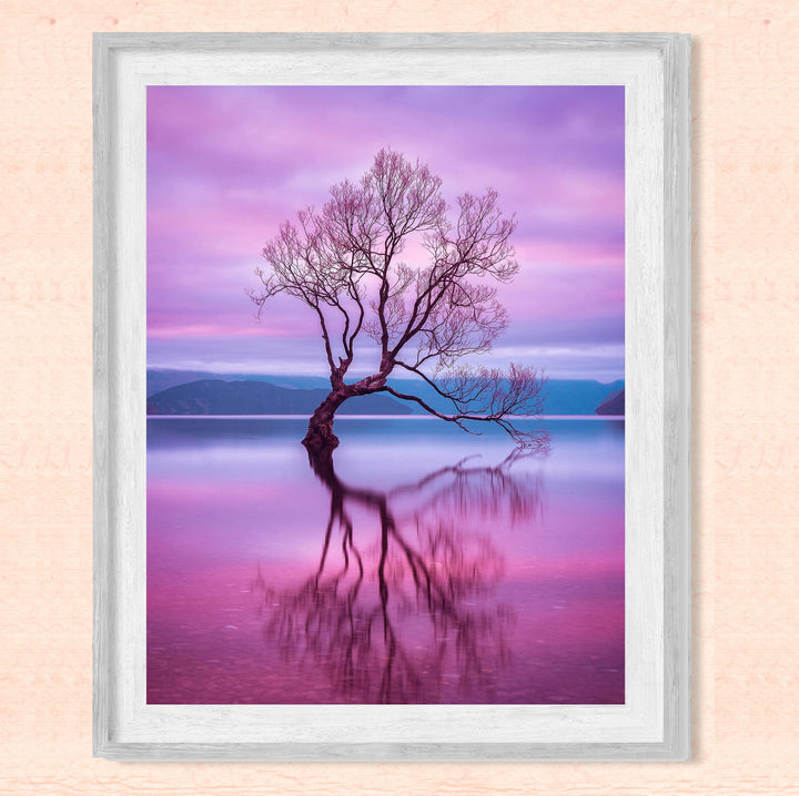 New Zealand - The Wanaka Tree Inspirational Wall Art -8 x 10 Mystical Purple Tree in Zen Lake Picture Print -Ready to Frame. Spiritual Home-Office-Studio-Classroom-Nature Themes &amp; Serenity Decor.