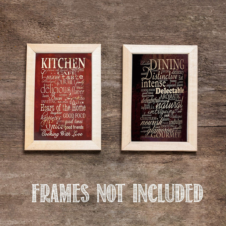 Kitchen &amp; Dining Favorite Words &amp; Quotes Wall Decor 2 Image Set- 8 x 10"s Wall Art Prints- Ready to Frame. Home D?cor, Dining Room Decor &amp; Kitchen Decor. Beautiful Upscale Prints with Gourmet Flair.