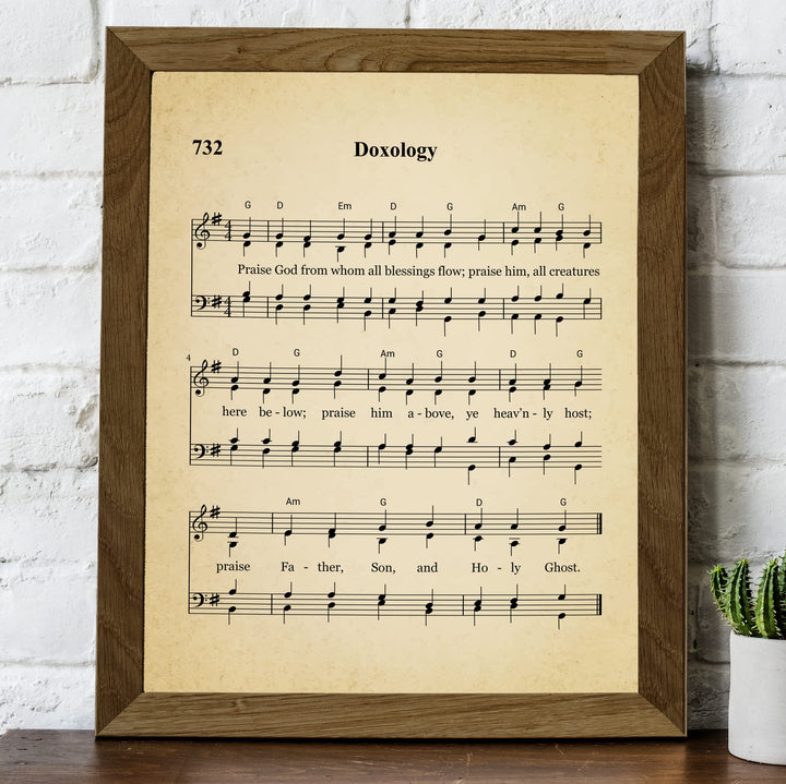 "Doxology -Praise God From Whom All Blessings Flow" Hymn Sheet Music Wall Art -8 x 10" Inspirational Christian Print -Ready to Frame. Classic Hymns for Home-Office-Church &amp; Religious Decor!