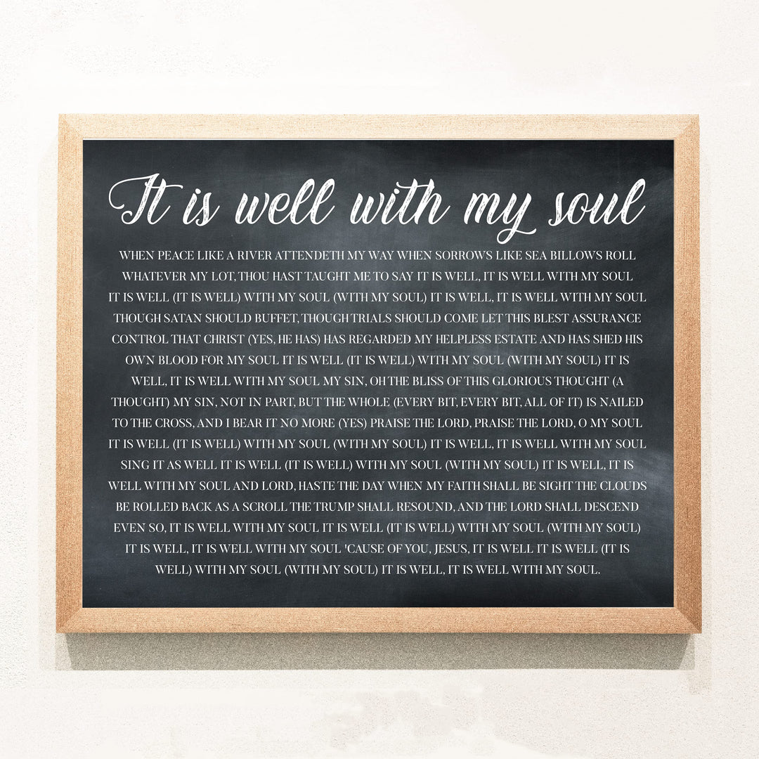 It Is Well With My Soul Christian Hymn Music Wall Art -14 x11" Inspirational Scripture Song Lyrics Word Art Print -Ready to Frame. Classic Hymnal Decoration for Home-Office-Religious Decor &amp; Gifts!