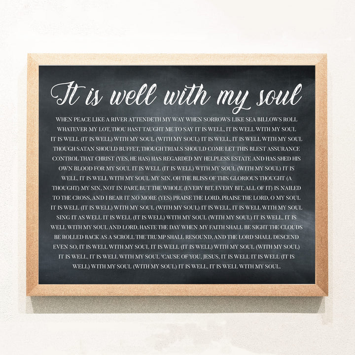 It Is Well With My Soul Christian Hymn Music Wall Art -14 x11" Inspirational Scripture Song Lyrics Word Art Print -Ready to Frame. Classic Hymnal Decoration for Home-Office-Religious Decor &amp; Gifts!
