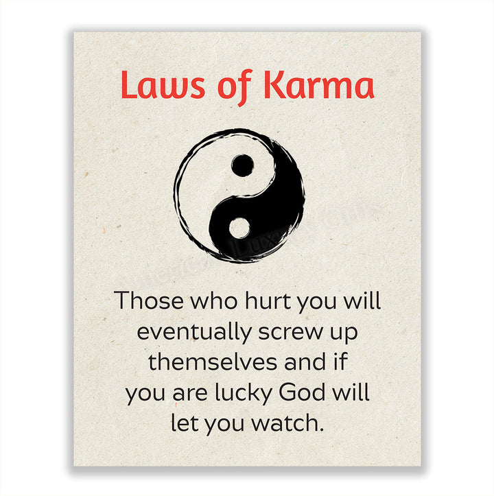 Laws of Karma Spiritual Quotes Wall Art- 8 x 10" Modern Inspirational Wall Print with Yin Yang Sign-Ready to Frame. Home-Studio-Office D?cor. Great Reminders on Karma. Makes a Perfect Zen Gift!