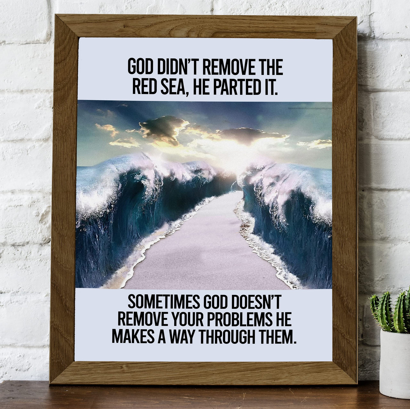 God Makes A Way Through Your Problems Inspirational Christian Quotes Wall Art-8 x 10" Parting of Red Sea Photo Print -Ready to Frame. Positive Home-Office-Church Decor. Great Gift of Faith!