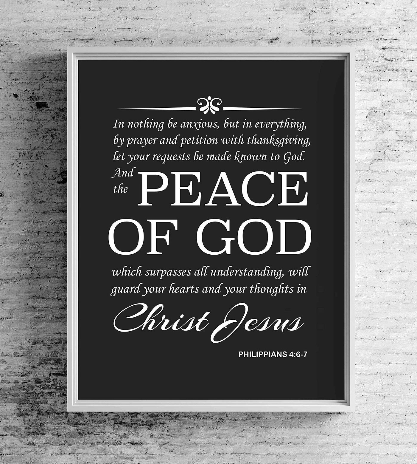 Peace of God Will Guard Your Hearts and Your Thoughts- Philippians 4:6-7 Bible Verse Wall Print- 8 x 10"- Ready To Frame. Inspirational Scripture Wall Art Ideal for Home-Office-Church D?cor.