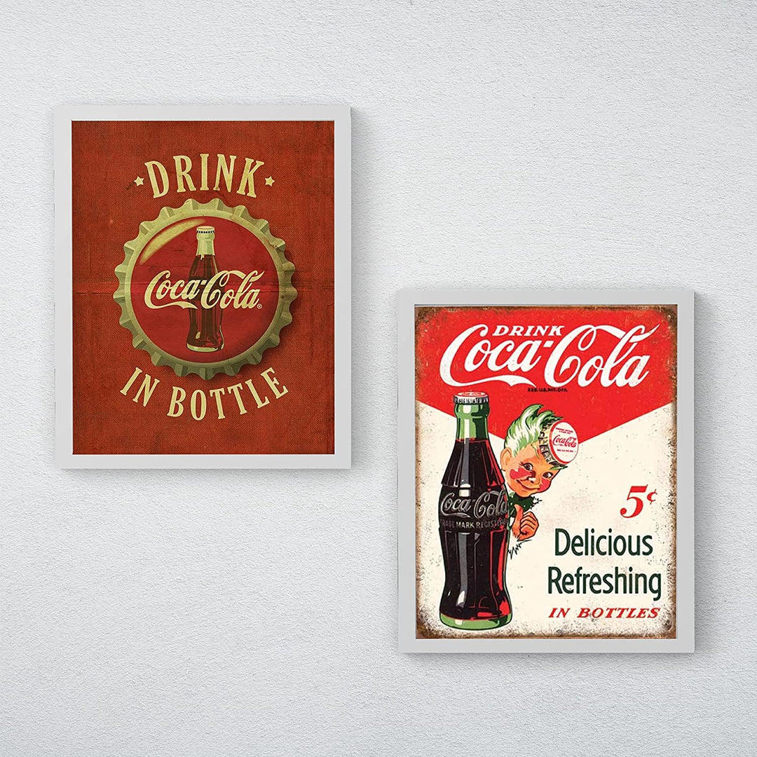 Vintage Coca Cola Bottle/Cap- Signs Print Set (2)- 8 x 10"