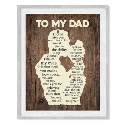 "To My Dad - Thank You"-Inspirational Father's Day Quotes Wall Art -8 x 10"