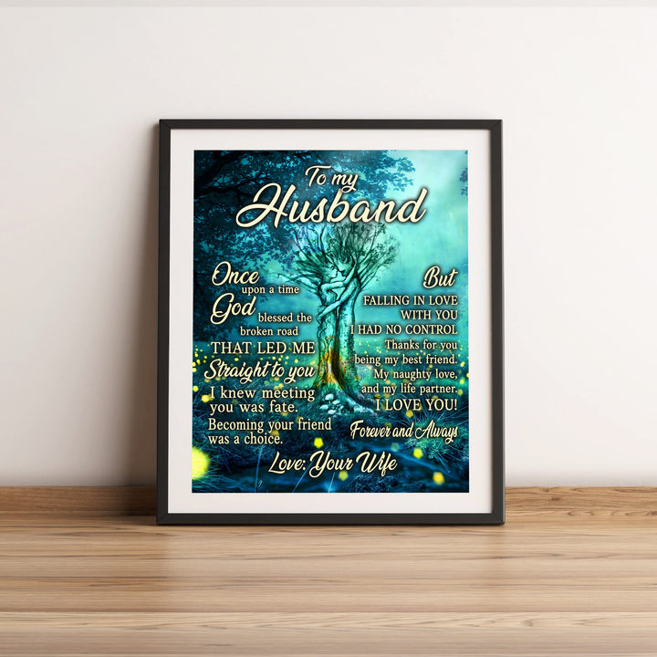To My Husband- Love, Your Wife Inspirational Marriage Wall Art Decor -11 x 14" Tree of Life Couple Print -Ready to Frame. Loving Keepsake for Spouses, Newlyweds. Perfect Wedding-Anniversary Gift!