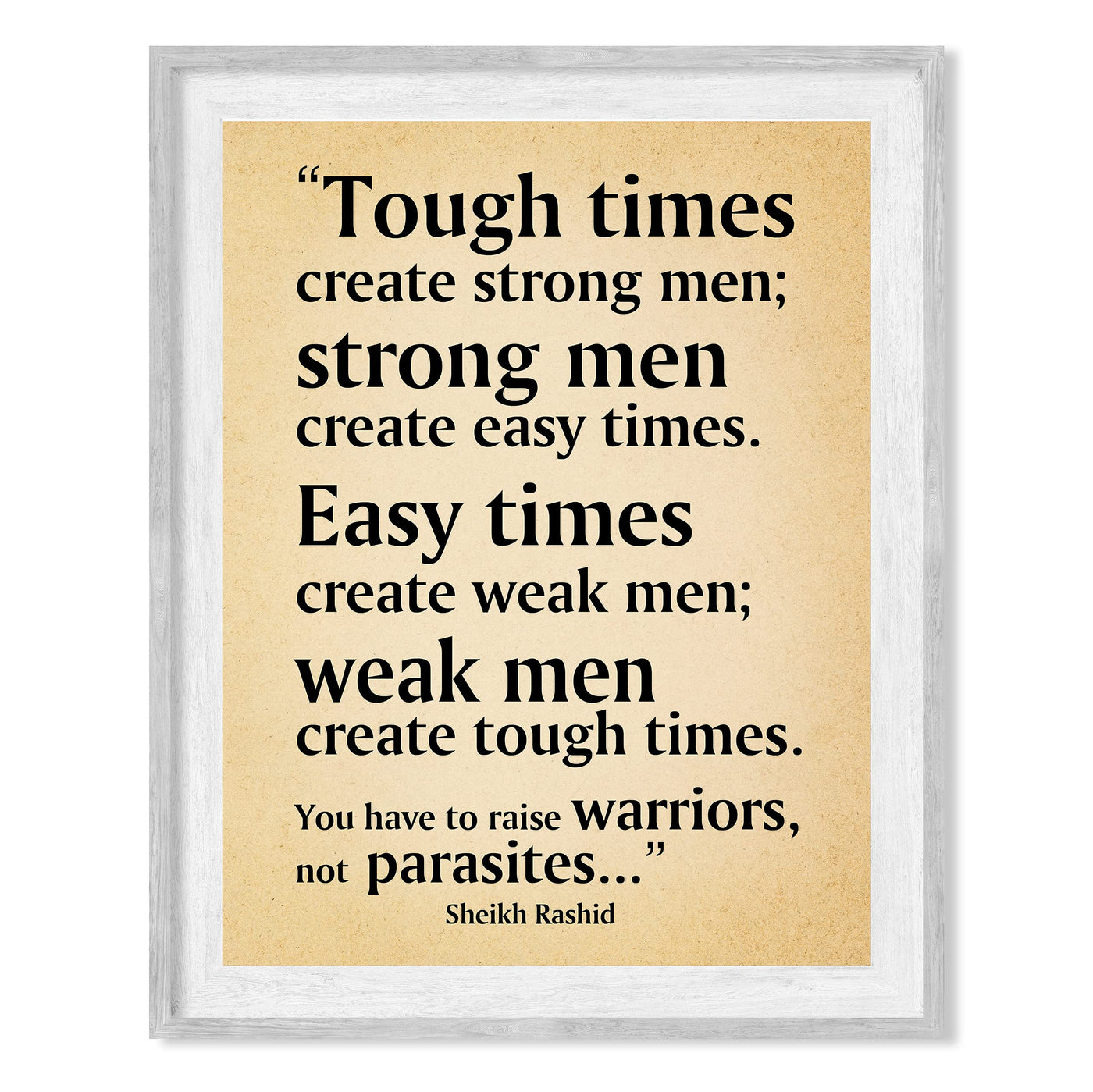 Tough Times Create Strong Men Motivational Quotes Wall Art-8 x 10" Typographic Distressed Parchment Print-Ready to Frame. Home-Office-School-Gym Decor. Great for Motivation! Printed on Photo Paper.