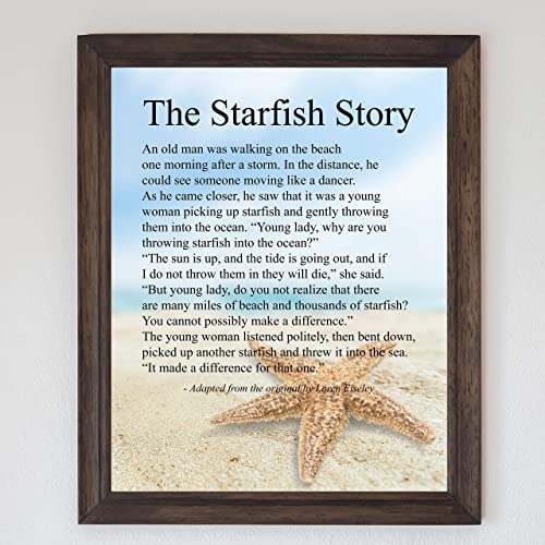 "The Starfish Story" Inspirational Beach Wall Art Sign -8 x 10"