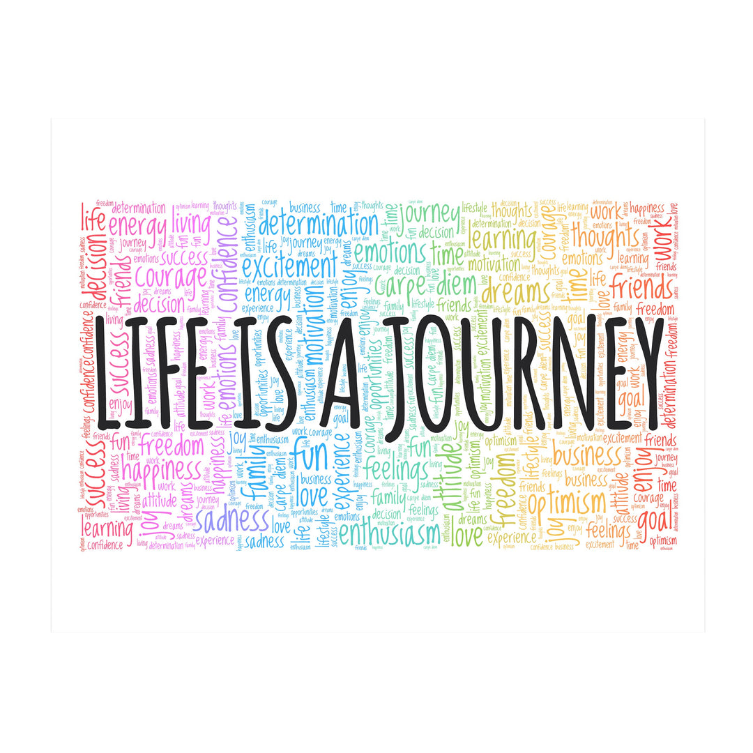"Life Is A Journey" Inspirational Quotes Wall Decor -14 x 11" Motivational Word Art Print -Ready to Frame. Home-Office-Classroom-Work Decor. Encouraging Words for Motivation &amp; Inspiration!