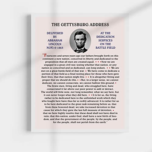 Abraham Lincoln-"The Gettysburg Address"-United States History Wall Art-11 x 14"