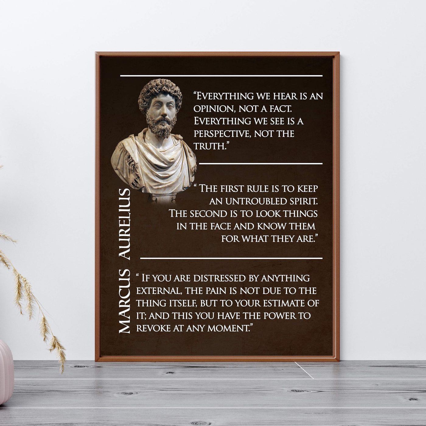 Marcus Aurelius-"First Rule Is To Keep An Untroubled Spirit"-11 x 14" Inspirational Quotes Wall Print-Ready to Frame. Old World Decor for Home-Office-Classroom-Library. Great Philosophical Quotes!