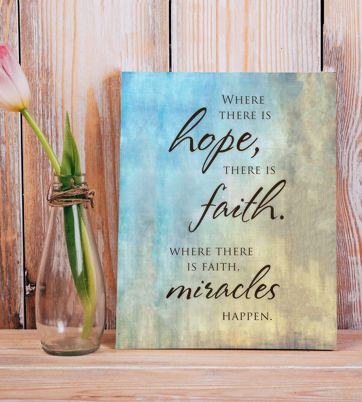 Where There Is Hope>Faith>Miracles Happen- Spiritual Wall Art- 8 x 10" Abstract Design Print-Ready to Frame. Inspirational Home D?cor-Office-Church Decor. Gives Peace &amp; Contentment. Great Gift Idea!