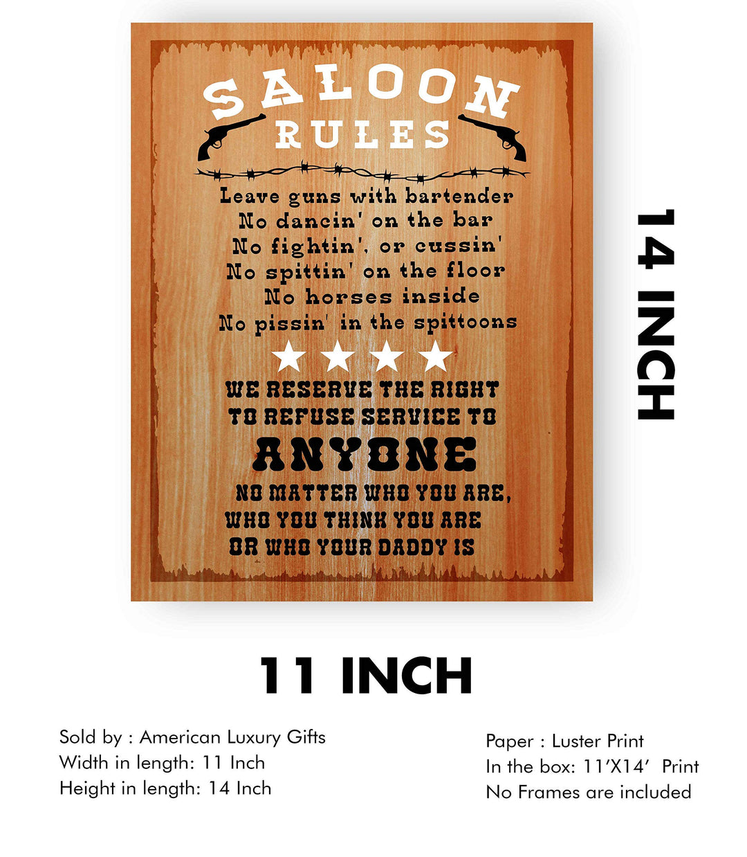 Saloon Rules-"No Dancin&