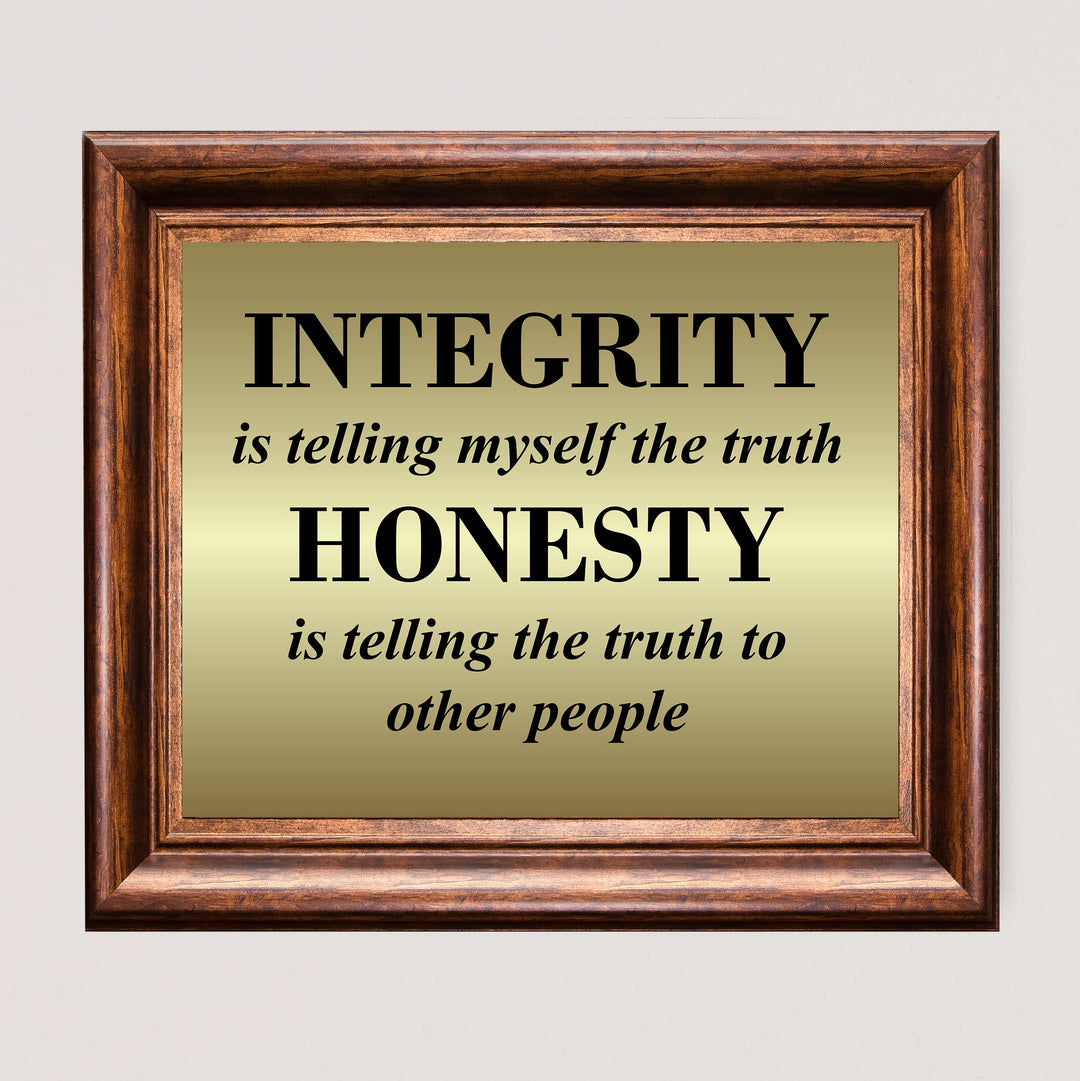 Integrity &amp; Honesty-Telling the Truth Inspirational Wall Art Sign -10 x 8" Motivational Quotes Poster Print -Ready to Frame. Positive Decor for Home-Office-Classroom. Great Gift for Teachers!
