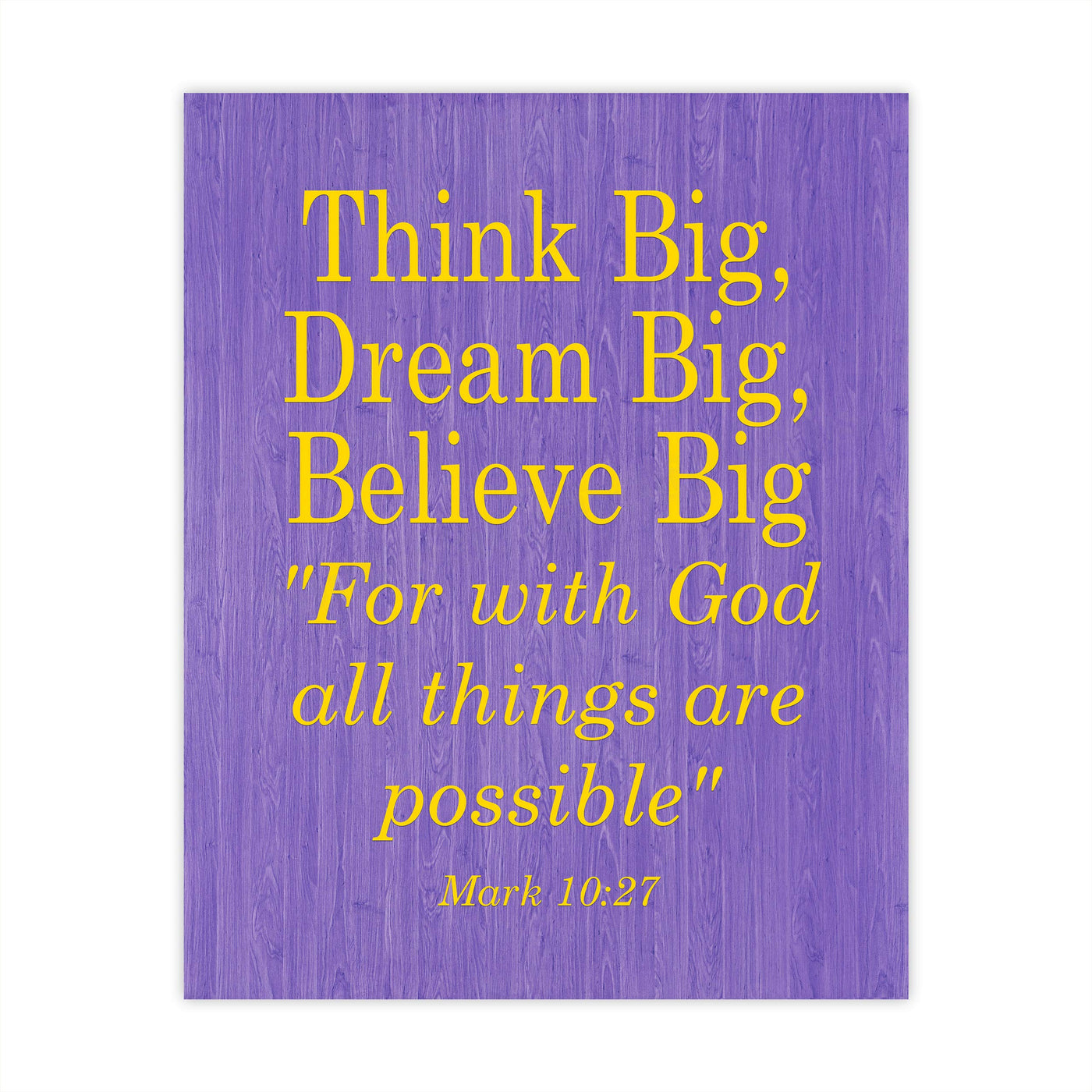 ?Think Big-For With God All Things Are Possible?-Mark 10:27-Bible Verse Wall Art-8x10" Christian Poster Print-Ready to Frame. Modern Typographic Design. Inspirational Home-Office-Church Decor.