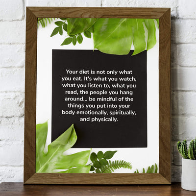 Be Mindful of the Things You Put Into Your Body-Motivational Quotes Wall Art-8 x 10" Typographic Diet-Exercise-Fitness Print-Ready to Frame. Home-Office-Gym Decor. Perfect Sign for Motivation!