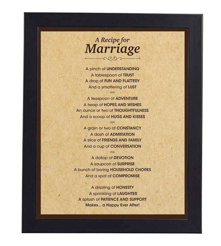 A Recipe for Marriage -Cute, Romantic Love Poem -8 x 10" Inspirational Wall Art Print-Ready to Frame. Perfect Decor for Home-Kitchen-Bridal Shower. Great Engagement-Wedding-Anniversary Gift!
