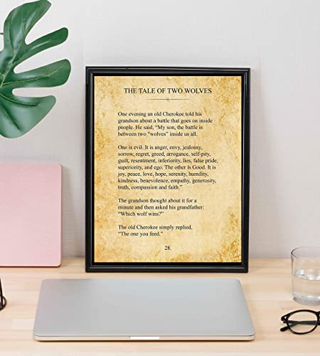 "The Tale of Two Wolves" Cherokee Indian Tale-Vintage Book Page Print -8 x 10"