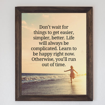 Don't Wait for Easier Motivational Beach Wall Art Decor -8 x 10" Inspirational Ocean Sunset Print -Ready to Frame. Home-Office-Cabin-School & Coastal Themed Decor. Great Gift of Motivation!