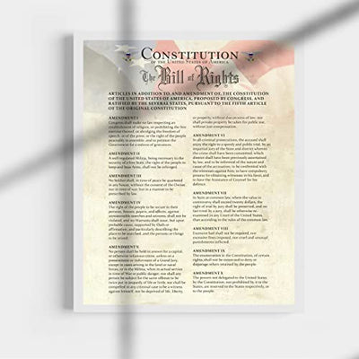 "Constitution of the USA & Bill of Rights"- Patriotic Poster Print. 11 x 14"