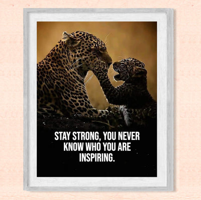 Stay Strong-Never Know Who You Are Inspiring Motivational Quotes Wall Art-8 x 10" Majestic Cheetah Print-Ready to Frame. Inspirational Home-Office-Desk-Classroom Decor. Great Gift of Motivation!