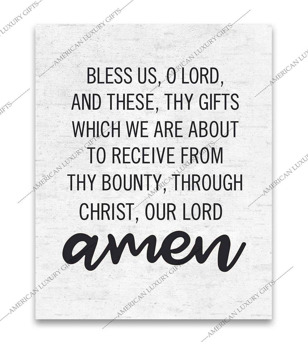 Bless Us, Oh Lord, And These, Thy Gifts Christian Prayer Wall Art -8x10" Rustic Typographic Poster Print-Ready to Frame. Inspirational Decor for Home-Office-Church. Perfect for Kitchen-Dining Room!