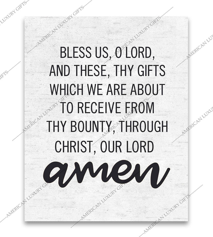 Bless Us, Oh Lord, And These, Thy Gifts Christian Prayer Wall Art -8x10" Rustic Typographic Poster Print-Ready to Frame. Inspirational Decor for Home-Office-Church. Perfect for Kitchen-Dining Room!