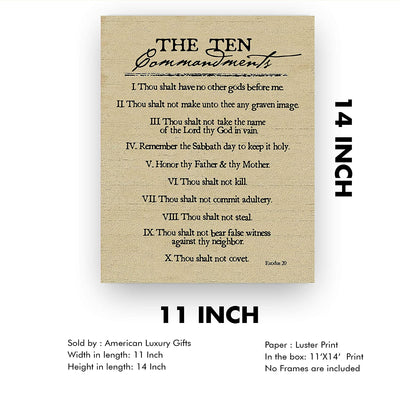 "Ten Commandments"-Exodus 20 -Bible Verse Wall Art-11 x 14"