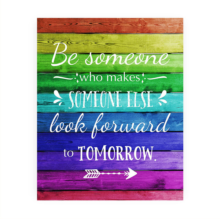 "Make Someone Else Look Forward To Tomorrow" Inspirational Quotes Wall Art Decor -8 x 10" Motivational Wood Design Print -Ready to Frame. Positive Decoration for Home-Office-Classroom Decor.