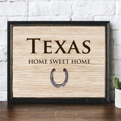 Texas-Home Sweet Home Lone Star State Wall Decor-10 x 8" Country Rustic Family Art Print-Ready to Frame. Western Home-Office-Welcome-Farmhouse Decor. Perfect Southern Gift! Printed on Photo Paper.