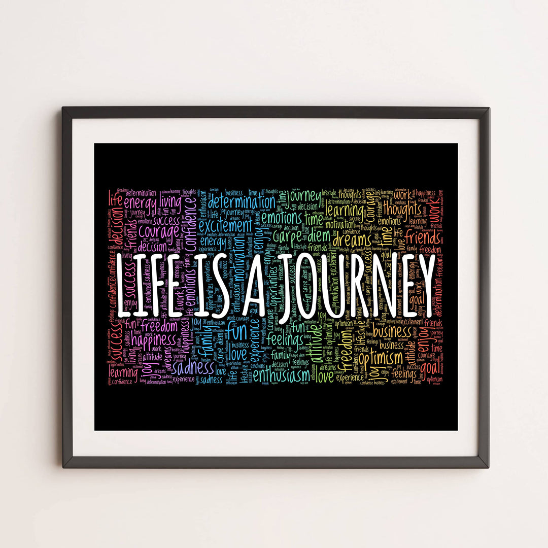 "Life Is A Journey" Inspirational Quotes Wall Decor -14 x 11" Motivational Word Art Print -Ready to Frame. Home-Office-Classroom-Work Decor. Encouraging Words for Motivation &amp; Inspiration!