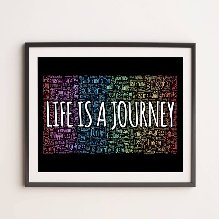 "Life Is A Journey" Inspirational Quotes Wall Decor -14 x 11" Motivational Word Art Print -Ready to Frame. Home-Office-Classroom-Work Decor. Encouraging Words for Motivation &amp; Inspiration!