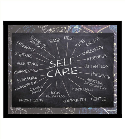 Self-Care Essentials-Chalkboard Replica Wall Art Print- 10 x 8"-Ready to Frame. Inspirational Wall Art Perfect for Home-Office-School-Dorm-Studio D?cor. Motivational Gift to Encourage Self-Care!