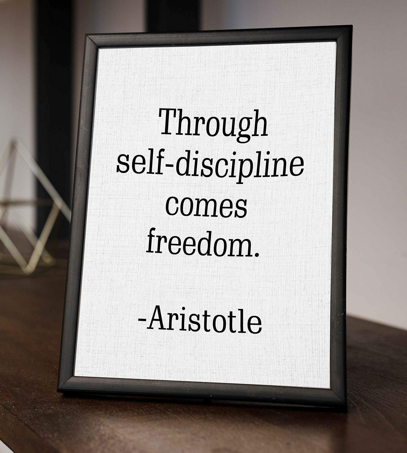 Aristotle Quotes Wall Art-"Through Self-Discipline Comes Freedom"- 8 x 10" Philosophical Print- Ready to Frame. Modern Home-Studio-Office Decor. Makes a Perfect Gift for Motivation & Inspiration!